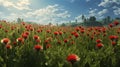 red dandelions creating a stunning contrast against the soft green grass