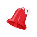 Red danger attention bell or emergency notifications alert on rescue warning in background.