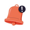Red danger attention bell or emergency notifications alert on rescue warning in background. Bell modern alert important