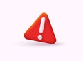Red danger attention bell or red emergency notifications alert on rescue warning 3d icon. 3D Web Vector Illustrations