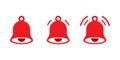 Red danger attention bell or emergency notifications alert on rescue warning. Warning urgent icon vector