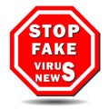 Red danger sign of stop fake virus news Royalty Free Stock Photo