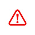 red Danger sign vector icon. Attention caution illustration. Royalty Free Stock Photo