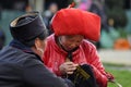 Red Dao woman with a red turban. Sa Pa, Northern Vietnam Royalty Free Stock Photo