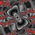 Red dark silver spirals fractal, abstract background Royalty Free Stock Photo