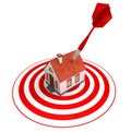 Red dart on house target Royalty Free Stock Photo