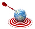 Red dart on world target