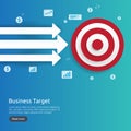 red dartboard center goal. strategy achievement and business success flat design. Archery dart target and arrow for banner or