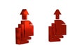 Red Data export icon isolated on transparent background.