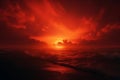 Red dawn sea. Generate Ai Royalty Free Stock Photo