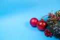 Red decoration baubles and Christmas wreath Royalty Free Stock Photo