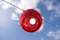 Red decoration with a light bulb inside for the feast of Saint John Royalty Free Stock Photo