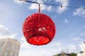 Red decoration with a light bulb inside for the feast of Saint John Royalty Free Stock Photo