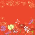 Red decorative card with flowers Royalty Free Stock Photo