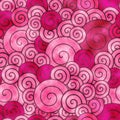 Red decorative spirals watercolored background pattern Royalty Free Stock Photo