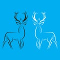 Red deer males hand drawn outline silhouettes Royalty Free Stock Photo