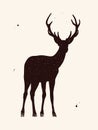 Red deer silhouette. Abstract animal shape. Night starry sky texture Royalty Free Stock Photo
