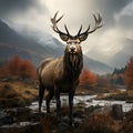 Red deer stag posing on a meadow Royalty Free Stock Photo