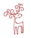 Red Reindeer deer vector silhouette.