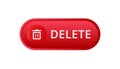 Red delete button with trash bin icon for removing or erasing digital items on devices