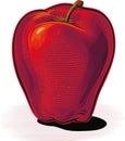 Red delicious apple, white background.