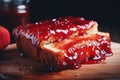 Red delicious snack sweet jam bread breakfast food jelly sliced tasty toast