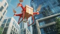 The Drone Carrying Package.AI generated image Royalty Free Stock Photo