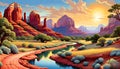 red desert cliff water walking hiking path outdoor recreation sunshine