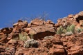 Red Desert Rock Wall under Blue Sky Royalty Free Stock Photo