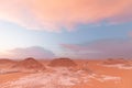 Red Desert at sunset time with blue and pink colors on the sky. Royalty Free Stock Photo