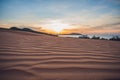 The Red Desert in Vietnam at dawn. Looks like cold desert on Mar Royalty Free Stock Photo