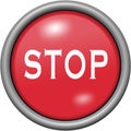 Red design stop in round 3D button