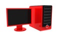 Red Desktop Computer Isolated Royalty Free Stock Photo