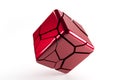 Red destructed 3d cube with cracked lines Royalty Free Stock Photo