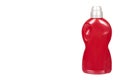 Red detergent bottle, liquid washing soap for textile. Isolated