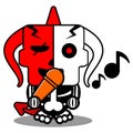 red devil bone mascot singing