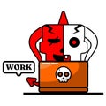 red devil bone mascot working