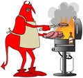 Red devil cooking on a BBQ grill