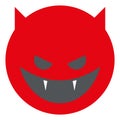 Red devil face. Evil emoji. Naughty symbol