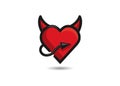 Red Devil heart with horns and a tail icon