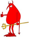 Red devil holding a pitchfork