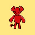 Red devil satan cute kawai cartoon vector character