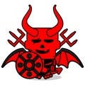 Red devil skull army mascot