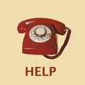 Red dial telephone and text help Royalty Free Stock Photo