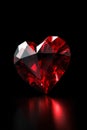 Red diamond heart on a black background Royalty Free Stock Photo