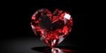 Red diamond heart on a black background Royalty Free Stock Photo