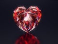 Red diamond heart on black background Royalty Free Stock Photo