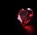 Red diamond heart on a black background Royalty Free Stock Photo