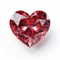 Red diamond heart isolated on white background. 3D illustration. Royalty Free Stock Photo