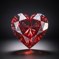 Red diamond in heart shape on black background. 3d illustration Royalty Free Stock Photo